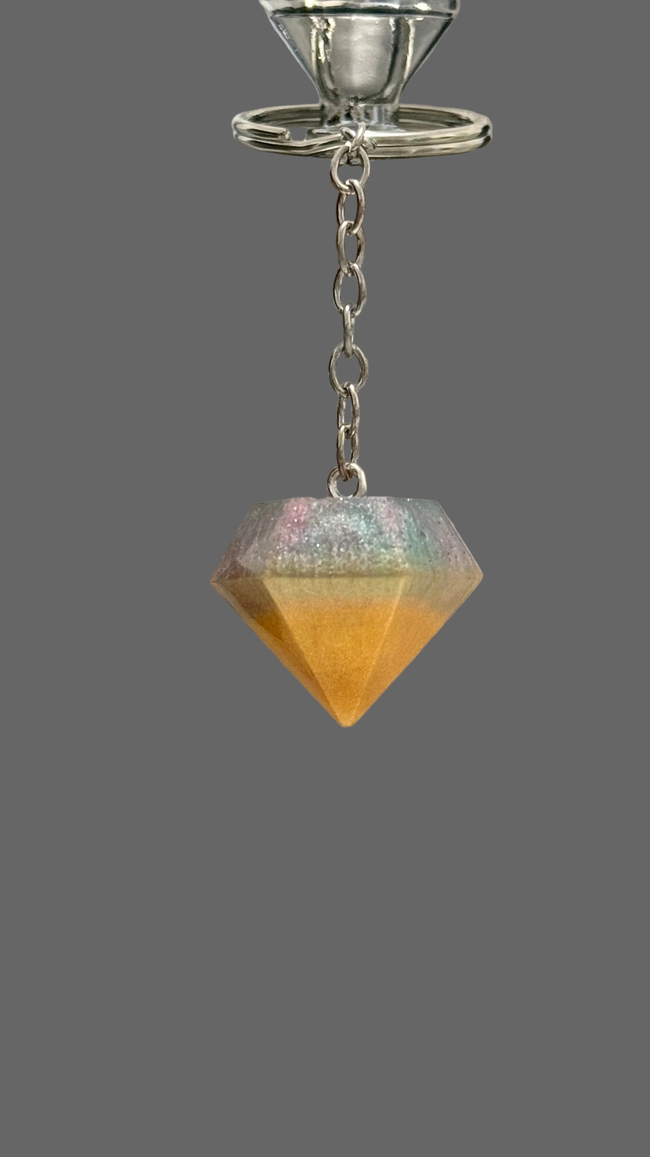 Diamond Shape Resin Keychain 1”