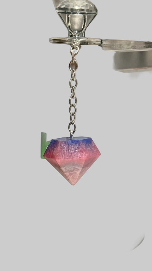 Diamond Shape Resin Keychain 1”