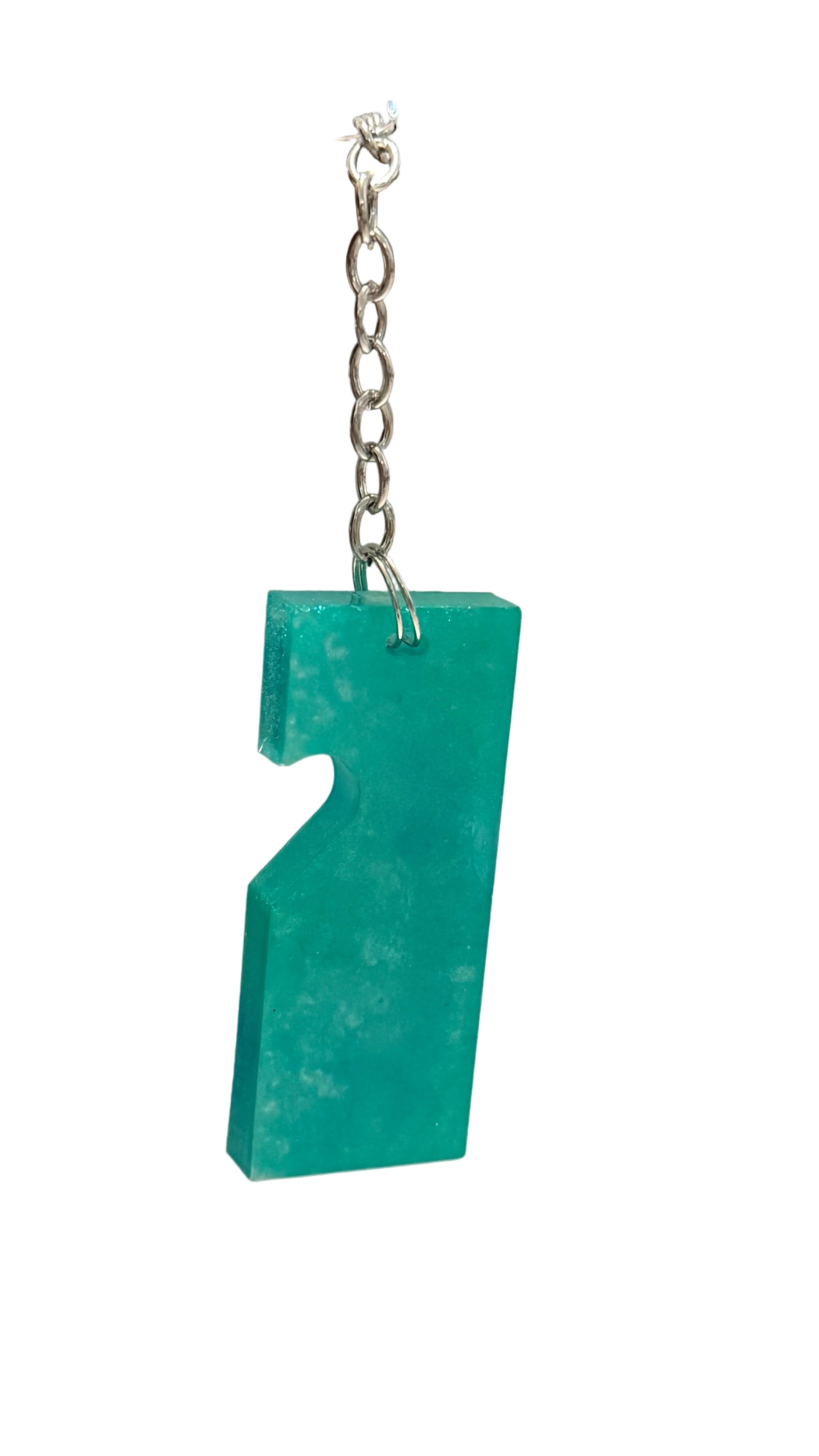 Half Heart Square Resin Keychain 2”