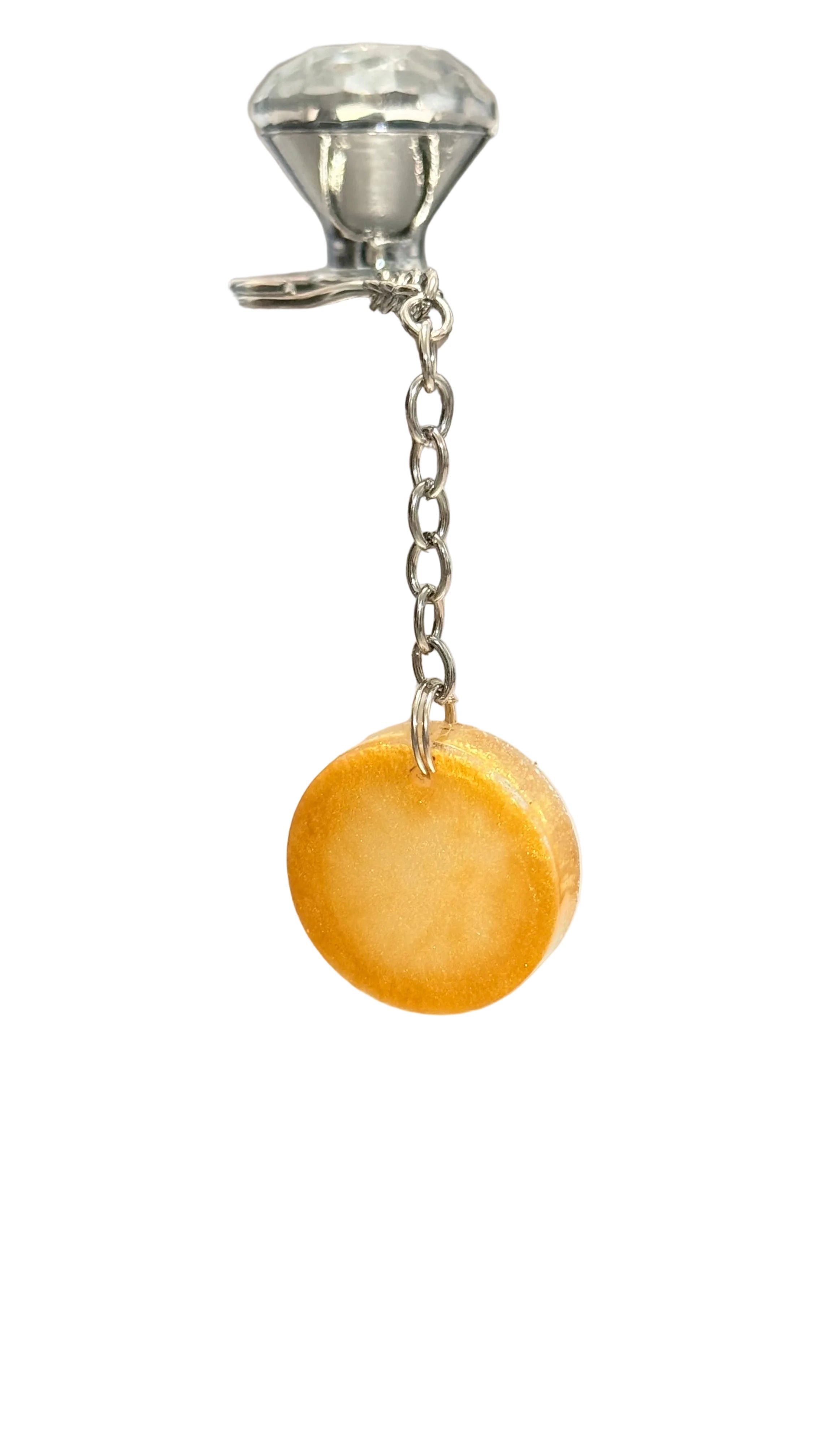 Round Shape Resin Gold Keychain 1”